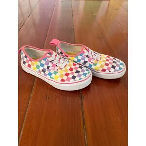 Vans Kids Authentic Low Top Multicolor Rainbow Checkerboard – Size 2.0 US Kids
